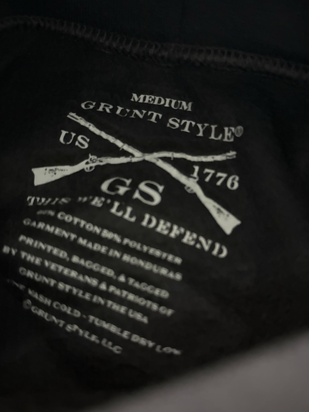 NWT Grunt Style Black 'Support Serve' Patriotic Hoodie Sizes S, M , XL & XXL - Picture 5 of 8